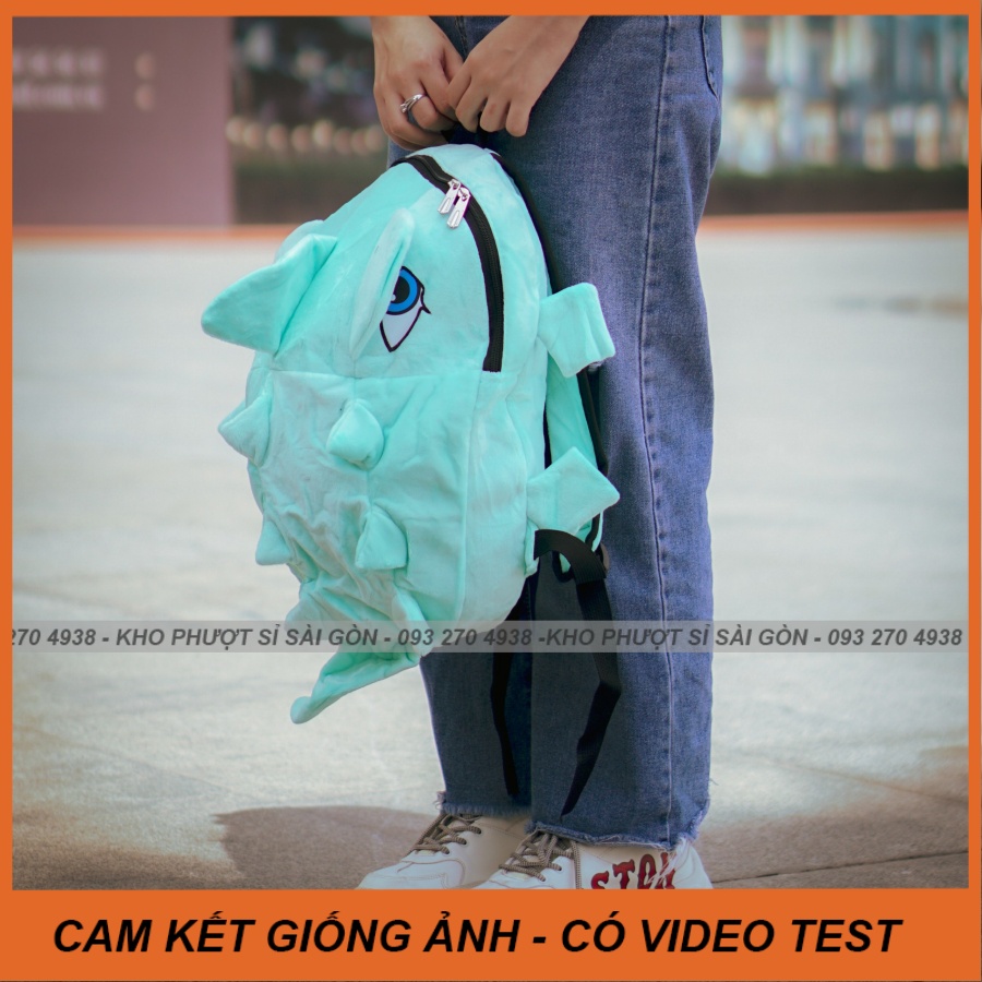 Mẫu balo khủng long vải nhung mịn đựng được sách vở đi học - Balo khủng long loại tốt