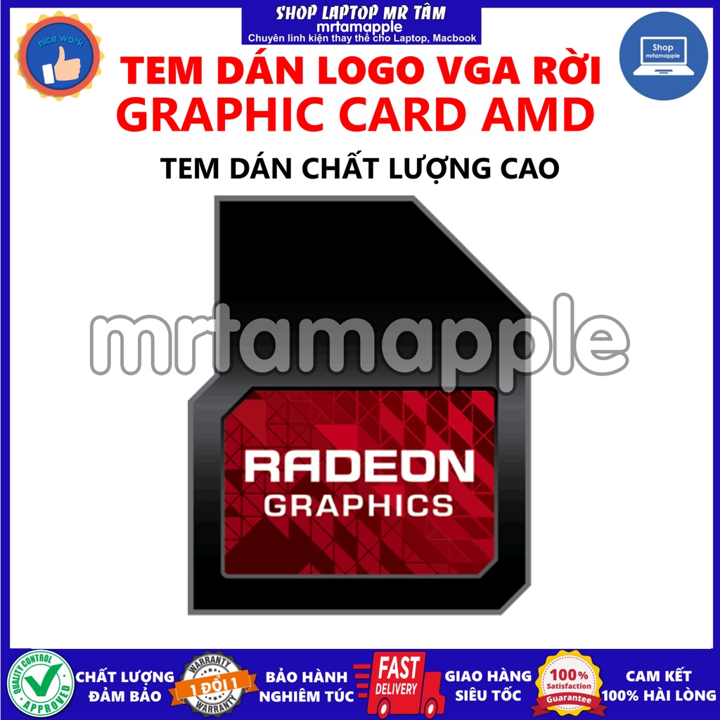 TEM DÁN STICKER LOGO VGA RỜI CARD ĐỒ HỌA GPU AMD  TRANG TRÍ MÁY TÍNH LAPTOP