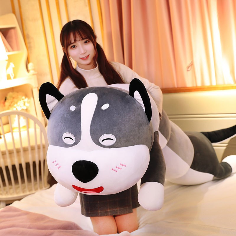 Dễ Thương Gối Ôm Nhồi Bông Hình Chú Chó Husky Đáng Yêu