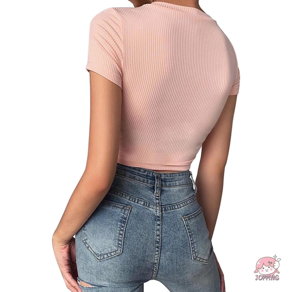 Áo Thun Nữ Ngắn Tay Phối Màu Gợi Cảm Jop | BigBuy360 - bigbuy360.vn