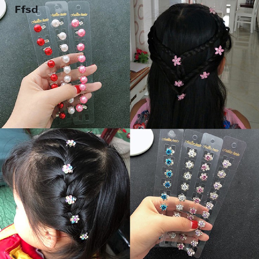Set 10 Kẹp Tóc Càng Cua Đính Đá Pha Lê Mini Cho Bé