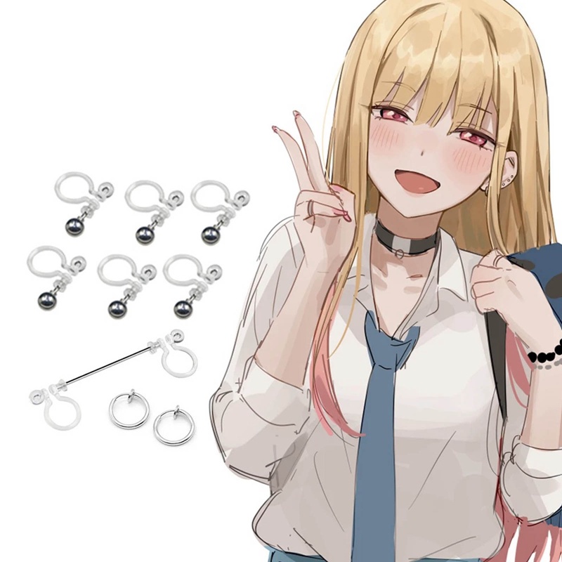 Hoa Tai Dạng Vòng Kẹp Không Xỏ Khuyên Hóa Trang Nhân Vật Hoạt Hình My Dress-Up Darling Marin Kitagawa Dành Cho Nữ