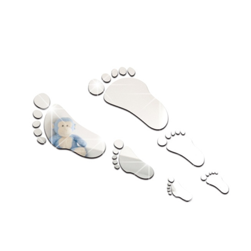 Đề Can Acrylic Tráng Gương Hình Dấu Chân Dán Tường Trang Trí Nhà Cửa DIY