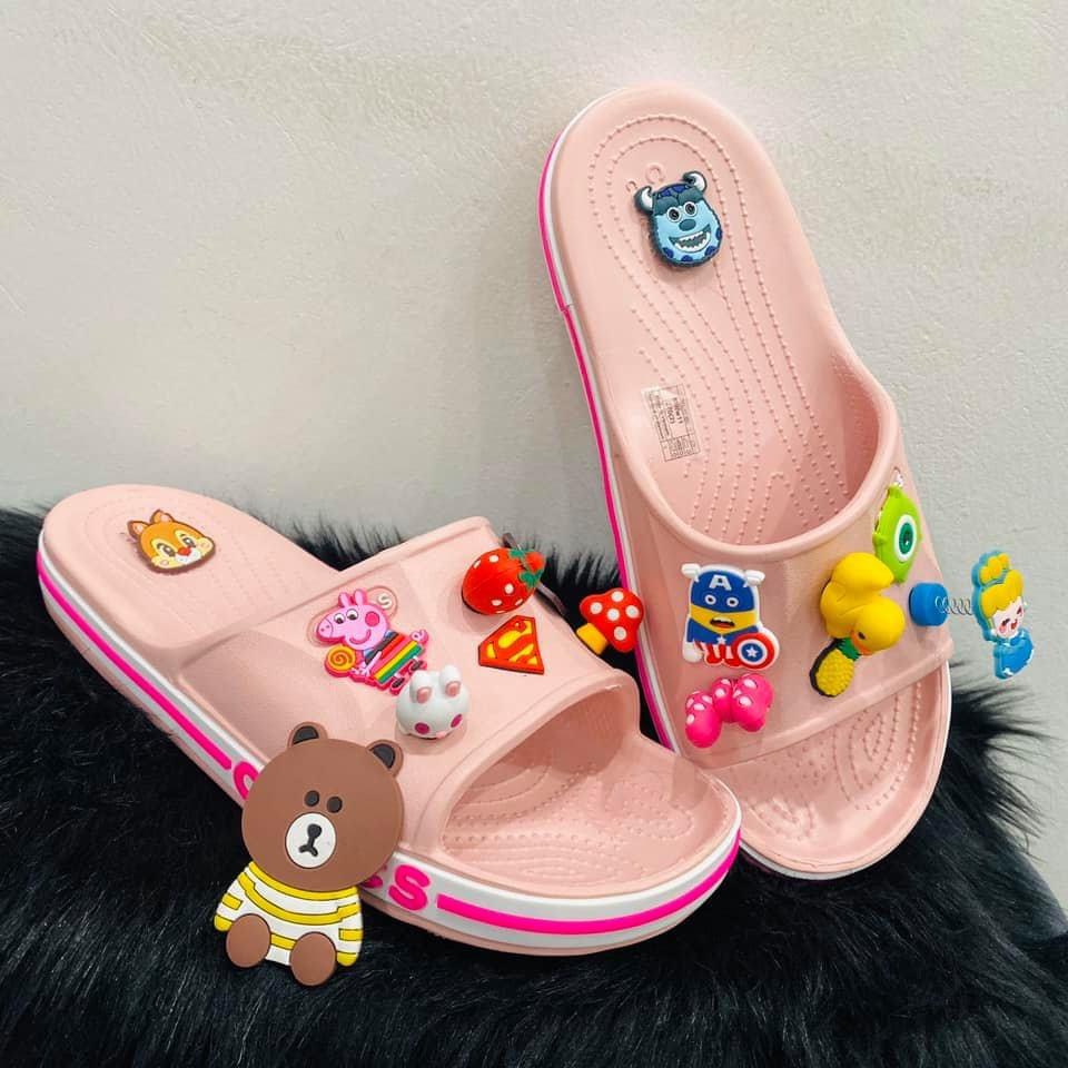 Dép lê baya quai ngang, dép lê crocs nhiều màu siêu tiện lợi, đi mưa thoải mái, tặng kèm 12 sticker