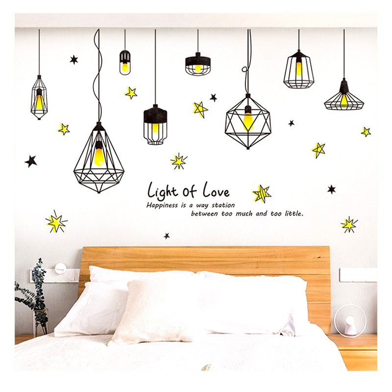 Giấy Dán Tường Phòng Khách - Đèn Chùm Light Of Love - Decal Dán Tường Hàn Quốc  Có Keo Sẵn Mã DT039- Tranh Dán Tường 3D