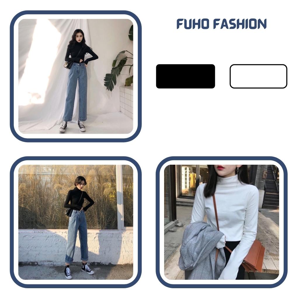 Áo giữ nhiệt nữ cổ cao lót nỉ phong cách hàn quốc FUHO Fashion 018