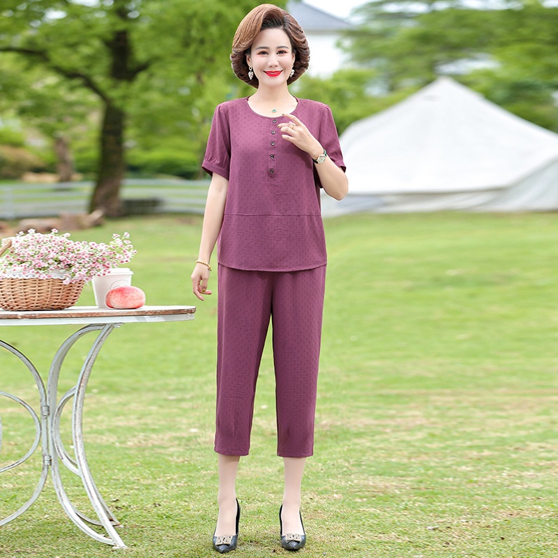 (HÀNG SẴN) Bộ Đồ Ngắn Tay Cotton Mềm Mát Cho Mẹ AB77 - Hàng Quảng Châu Cao Cấp