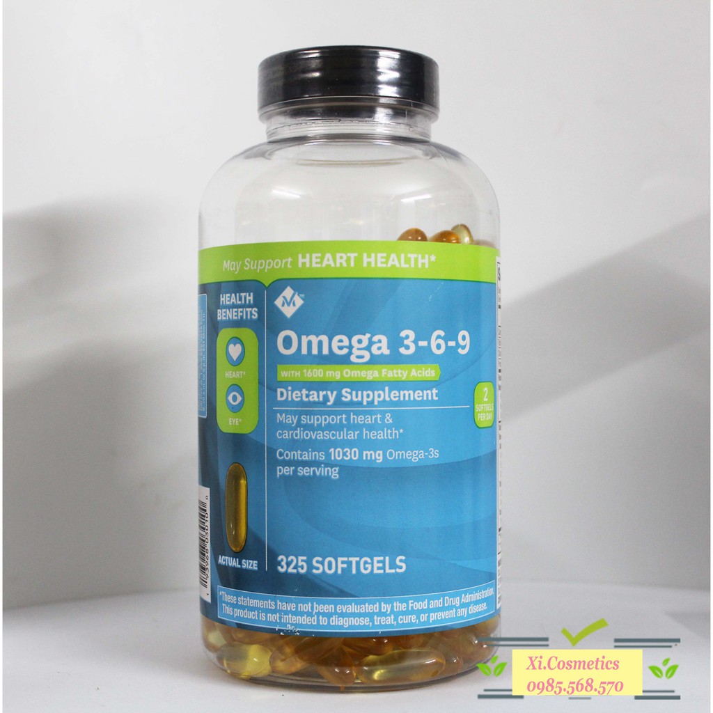 [ Mẫu mới ] Viên uống Member's Mark Omega 3-6-9 Supports Heart Health 325 viên của Mỹ omega 369