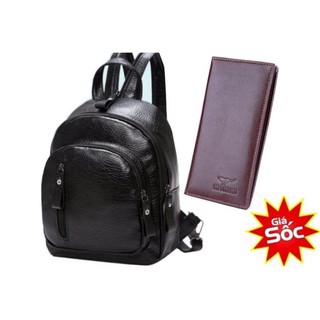 Ba lô nữ thời trang hàn quốc 287 và ví da cầm tay 6166( nâu)
