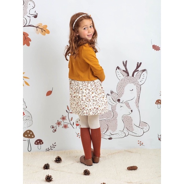 Váy Thu Vải Dày Bé Gái Hoa Lá SergentMajor