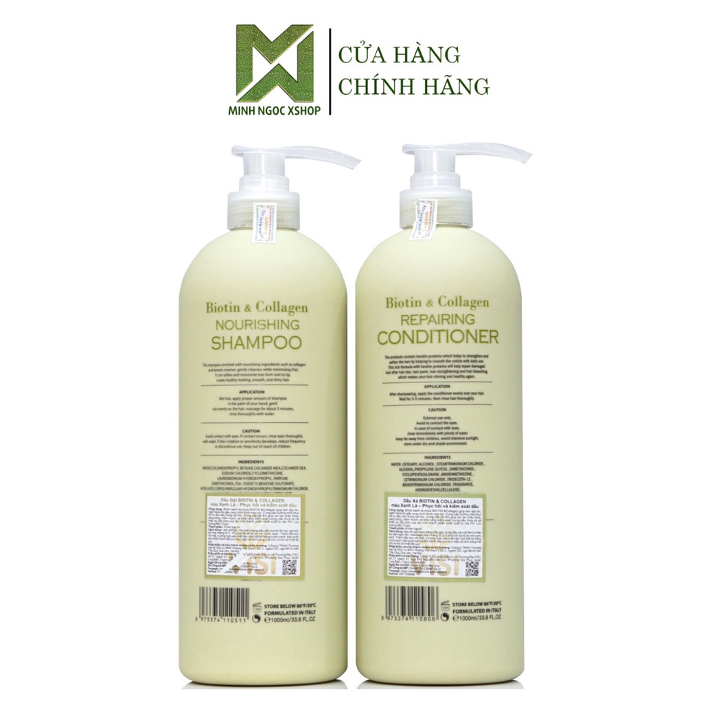 Dầu gội xả cho tóc dầu Biotin Collagen Voudioty xanh lá 1000ml