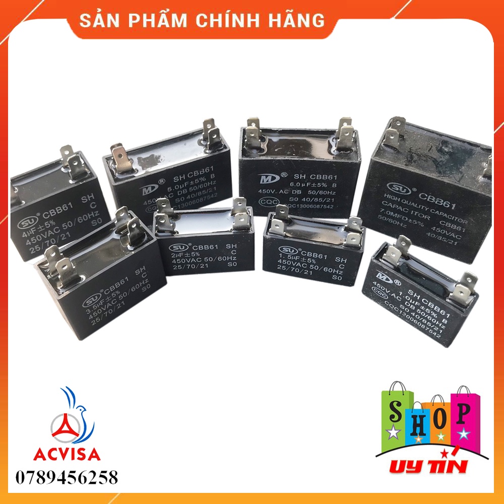 Tụ quạt điều hòa từ 1.0µF - 8µF (loại dây nối, zắc cắm)