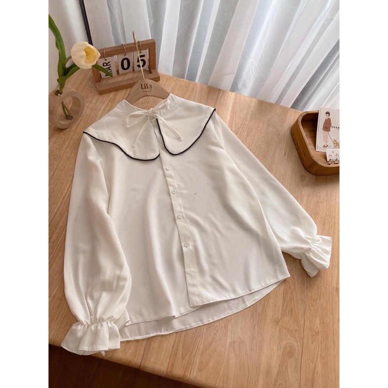 Sơ mi cổ viền tay loe (ib chọn màu)