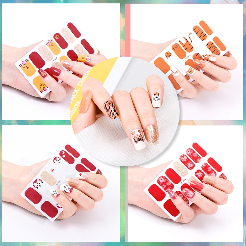 Mới Set 14 Miếng Dán Móng Tay Hình Động Vật Dễ Thương