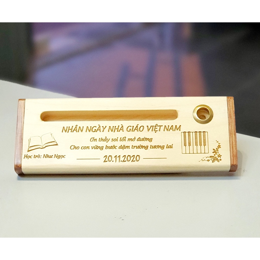 Hộp bút gỗ cao cấp, khắc tên - hình ảnh theo yêu cầu