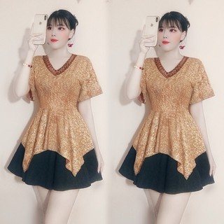 Áo Peplum cổ tim A-114