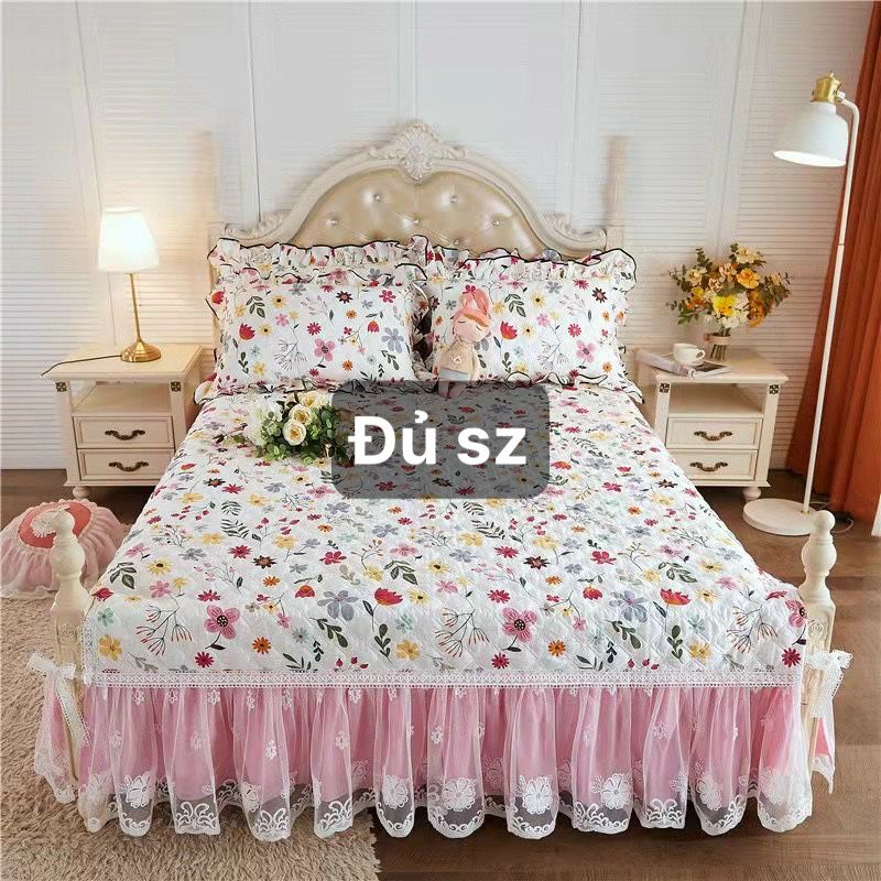 Ga +2 Gối Cotton Phủ Bèo Ren Xinh Xắn- Punpu3051