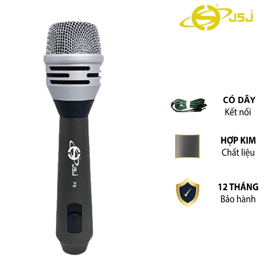 Micro karaoke có dây JSJ F8 vẻ ngoài quý phái thanh lịch thiết kế hợp kim nhôm cao cấp chống mài mòn