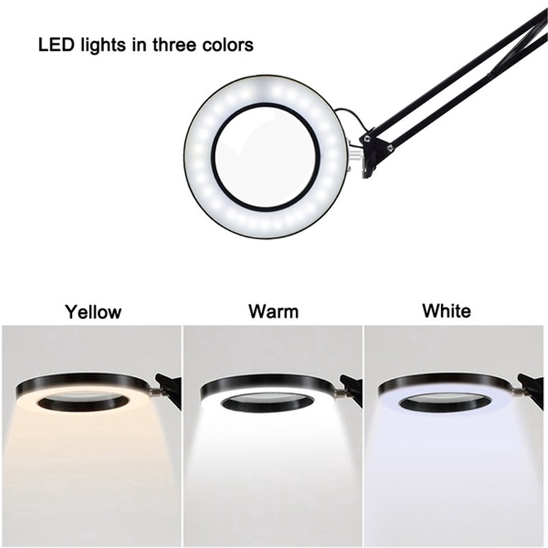 Kính lúp kẹp bànFREESHIPKính lúp phóng đại 10x có đèn LED chiếu sáng sửa chữa điện thoại, điện tử, đồng hồ, đọc sách
