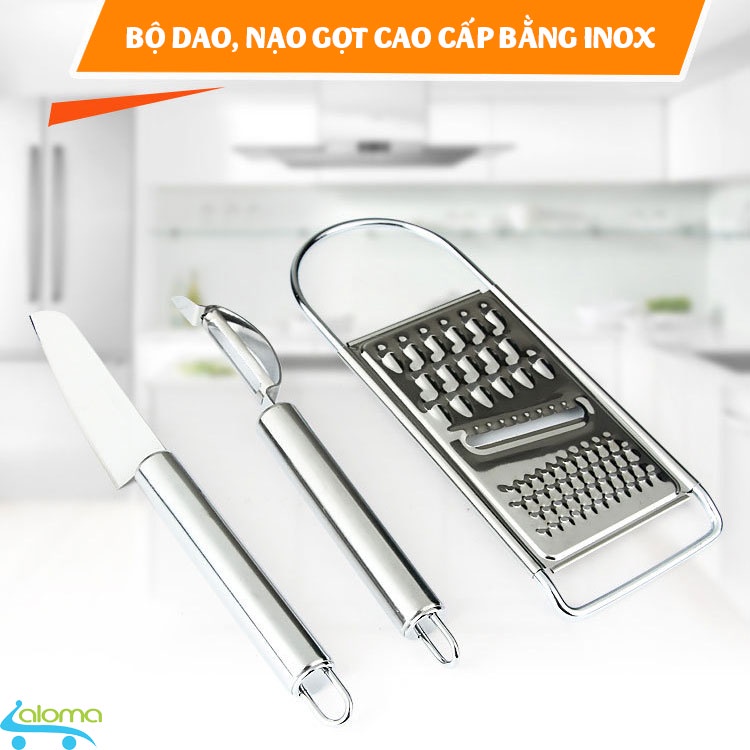 Bộ dụng cụ nhà bếp dao nạo gọt bào bằng inox 3 trong 1 Homebi HB-N31