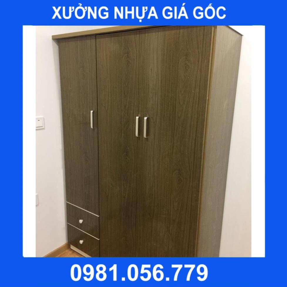 Tủ nhựa Đài Loan đựng quần áo 3 cánh 2 buồng VTL03_01 kích thước 185x125x48cm freeship lắp đặt nội thành Hà Nội