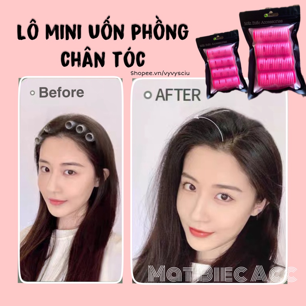 Set lô mini lõi nhôm tự dính 20x60mm uốn phồng chân tóc phong cách Hàn quốc