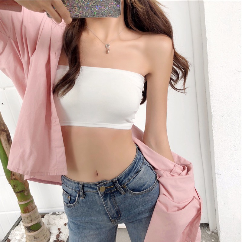 Slim plain off-the-shoulder sexy flat vest