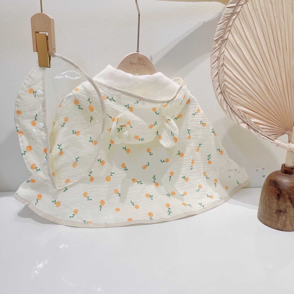 Áo choàng chống nắng kèm mũ chống giọt bắn vải xô muslin mềm mại cho bé