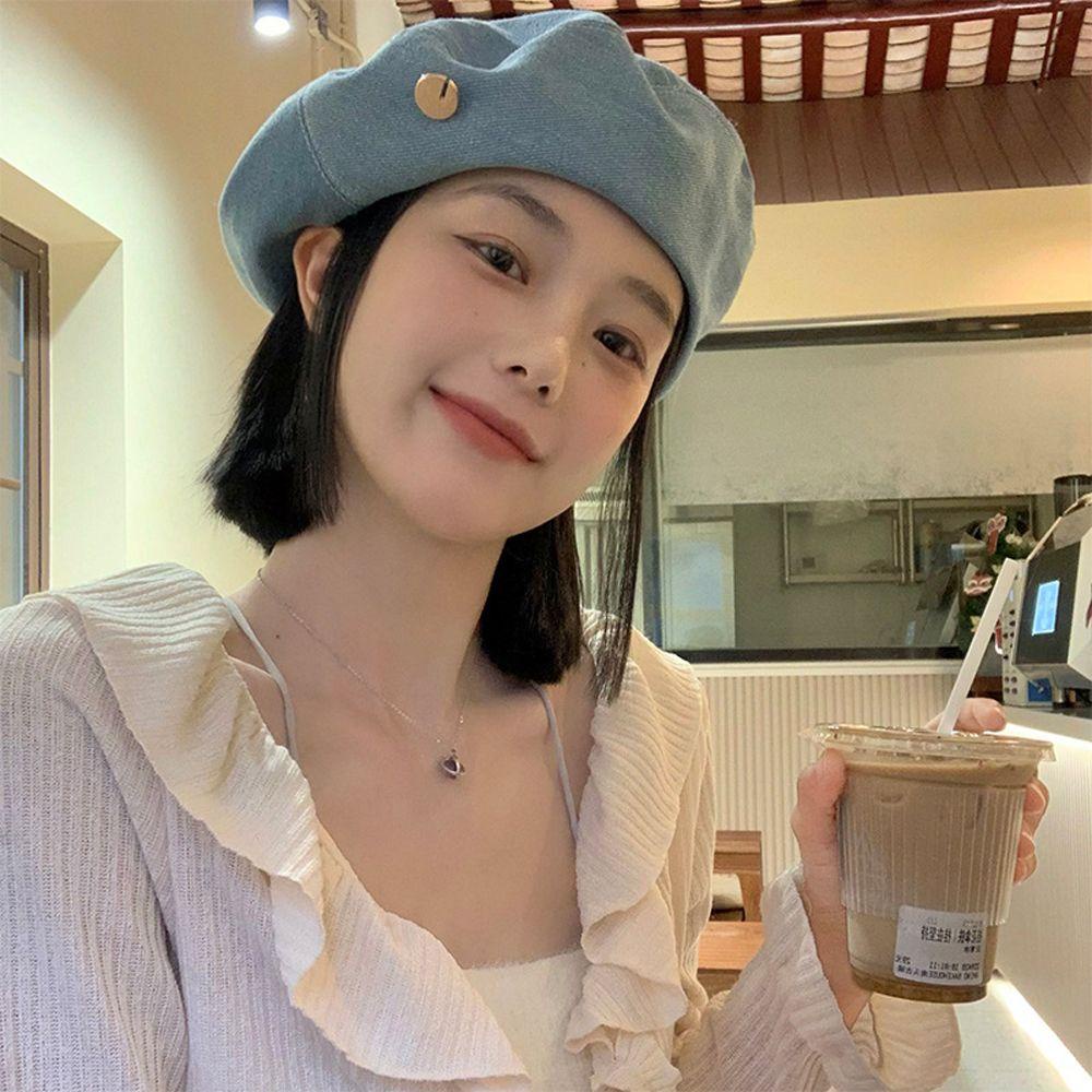 Nón Beret Denim Thời Trang Thu Đông Dành Cho Nữ