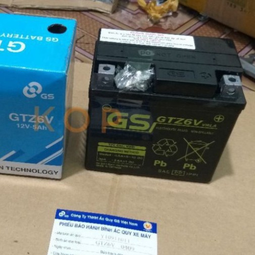 Bình Ắc Quy Khô GS GTZ6V (12V-5Ah) lắp xe ga honda