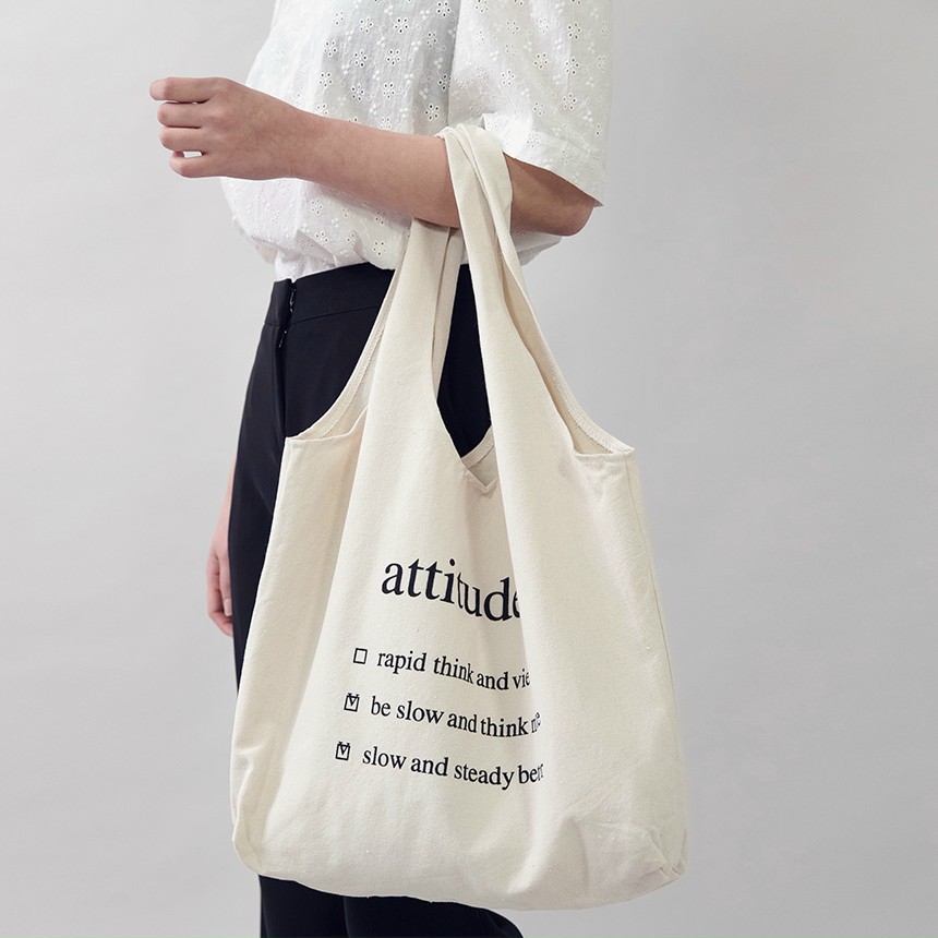 Túi vải canvas tote giá rẻ kiểu chữ attitude phong cách hàn quốc ulzzang