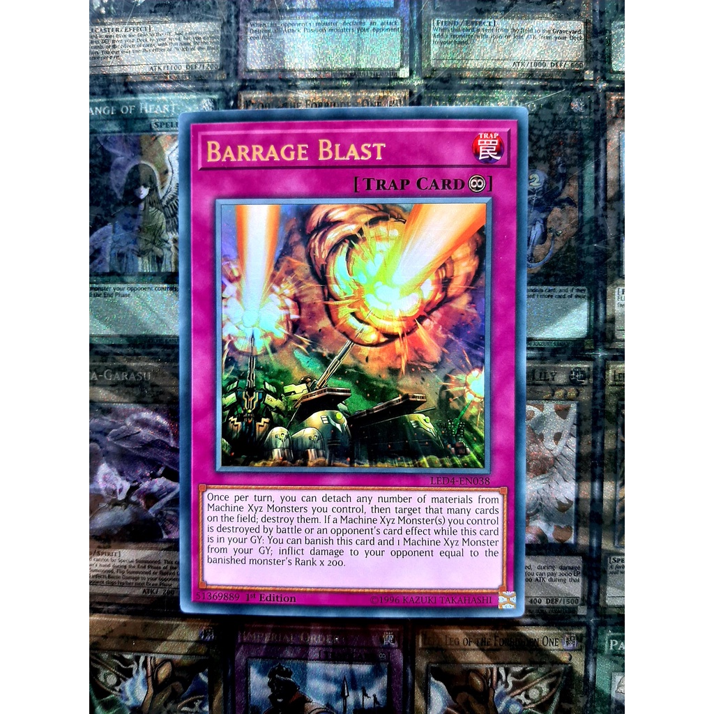 THẺ BÀI YUGIOH TRAP - Barrage Blast - LED4-EN038 - Ultra Rare 1st Edition