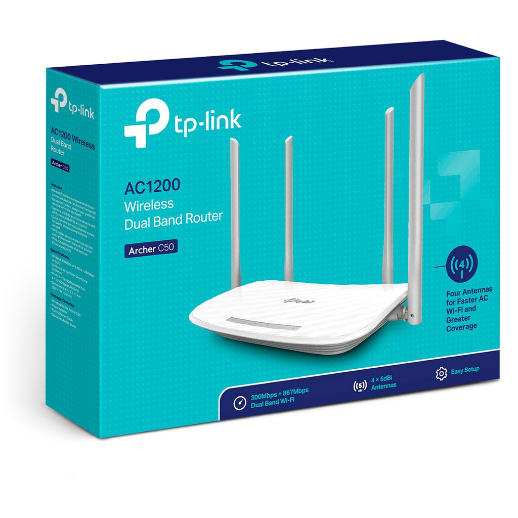 Router băng tần kép Wi-Fi AC1200 TPLink Archer C50 - AC1200