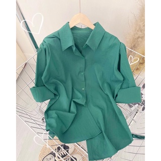 [ CHUBBY BIGSIZE ] SƠ MI XANH FORM RỘNG HOT TREND
