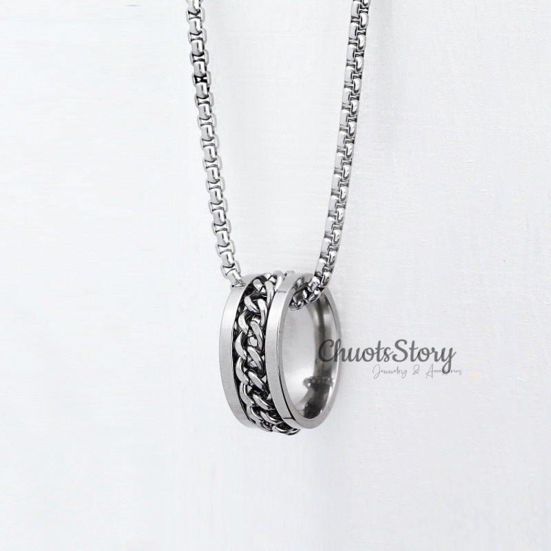 Vòng cổ titan không gỉ hình nhẫn xích, dây chuyền nữ unisex cá tính - VCT0028 - ChuotsStory