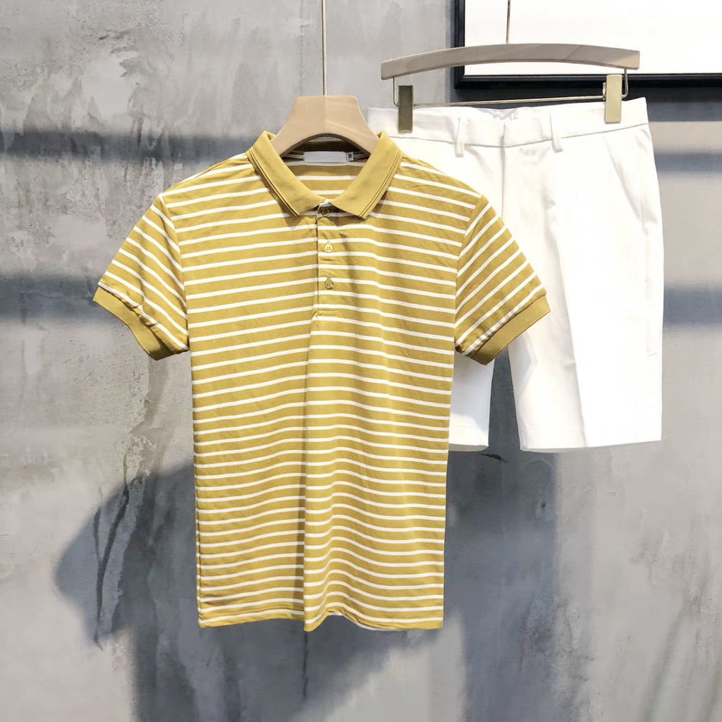 Áo polo Ngắn Tay Họa Tiết Kẻ Sọc Thời Trang Cho Nam 2022