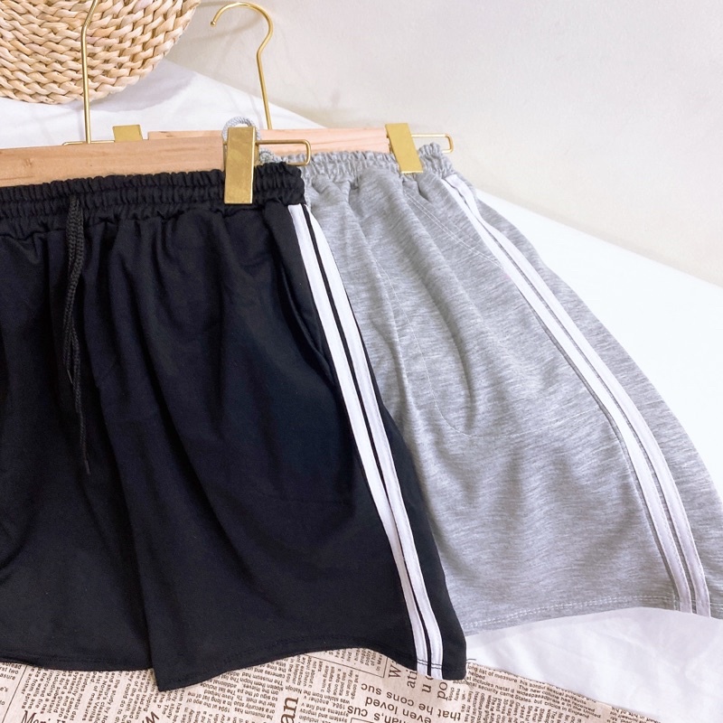 Quần short nam nữ , quần đùi chất da cá dày đẹp dáng kẻ sọc