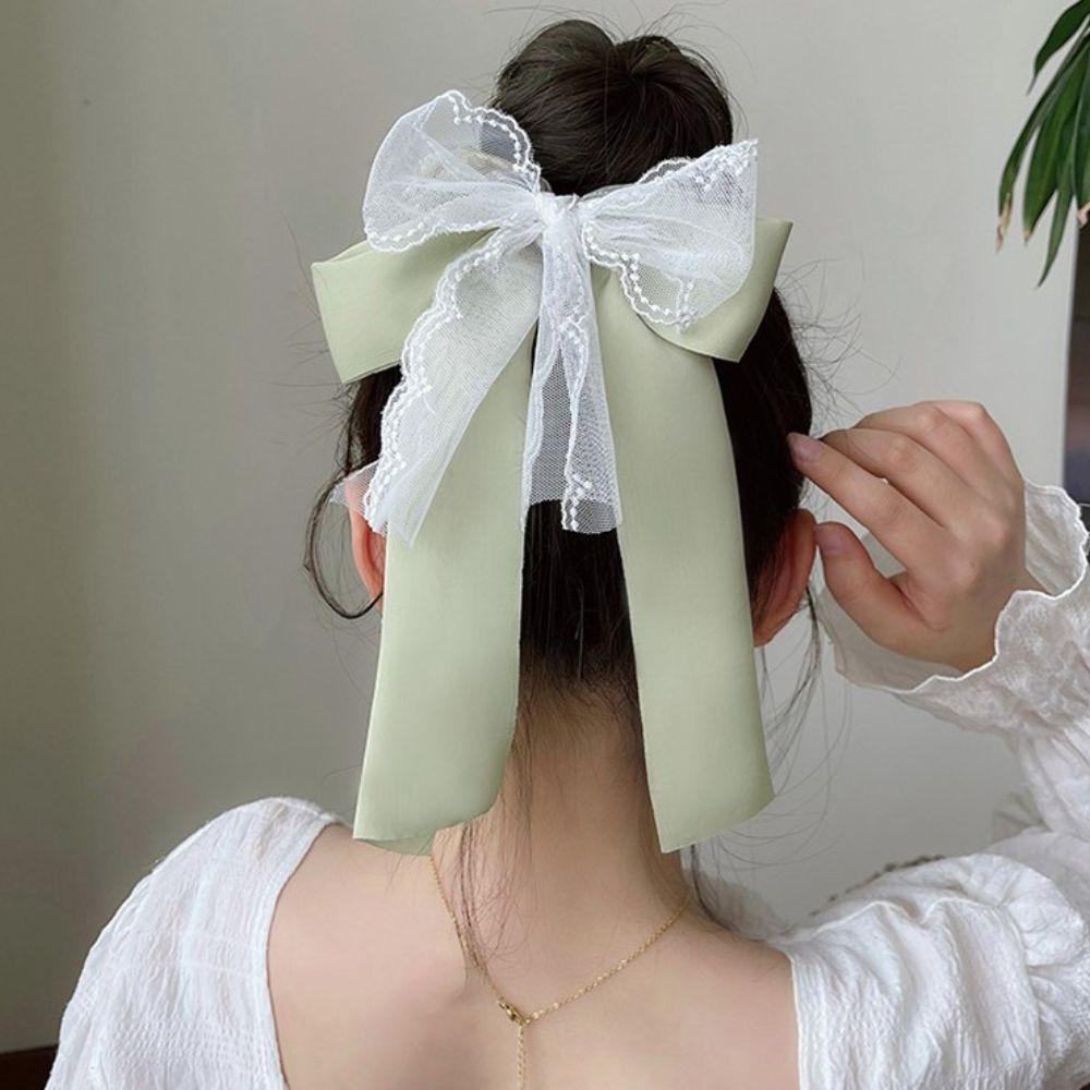 Dây Cột Tóc Màu Xanh Lá Bản Lớn Thời Trang Cho Nữ