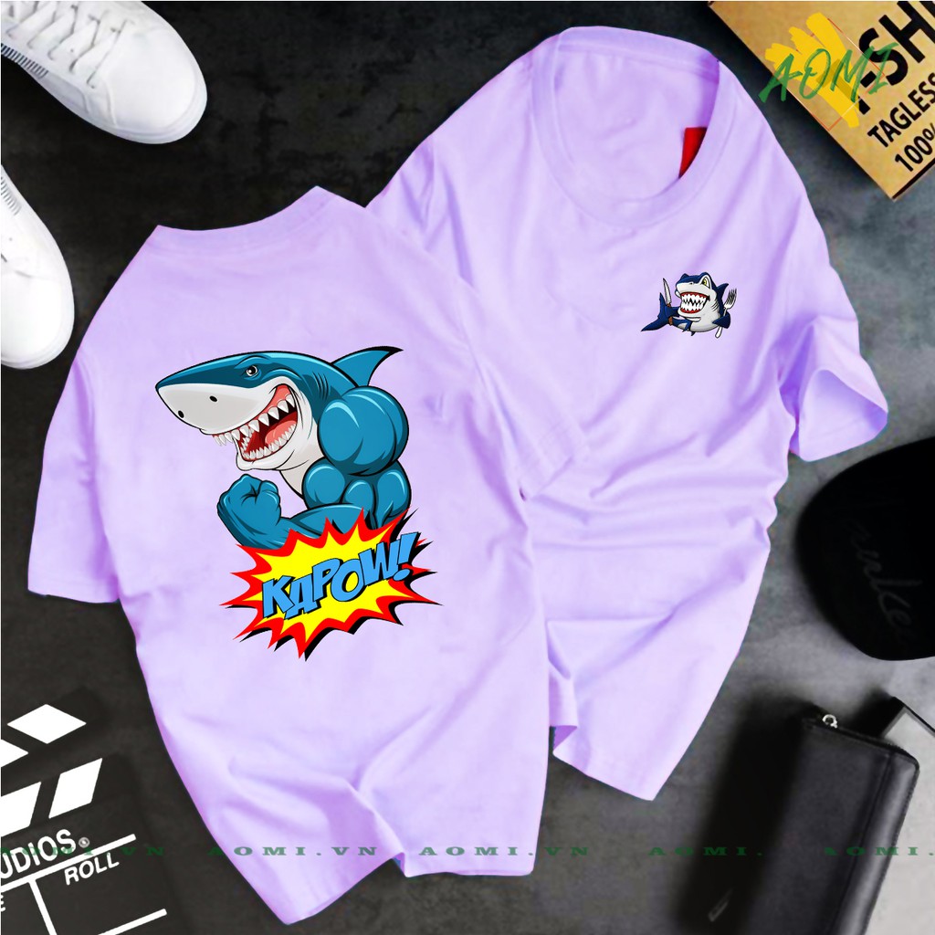 ÁO THUN CÁ MẬP UNISEX AOMI SHARK DINNER SHARK GYM KAPOW TAY NGẮN TAY LỠ NAM NỮ CHẤT LƯỢNG CAO