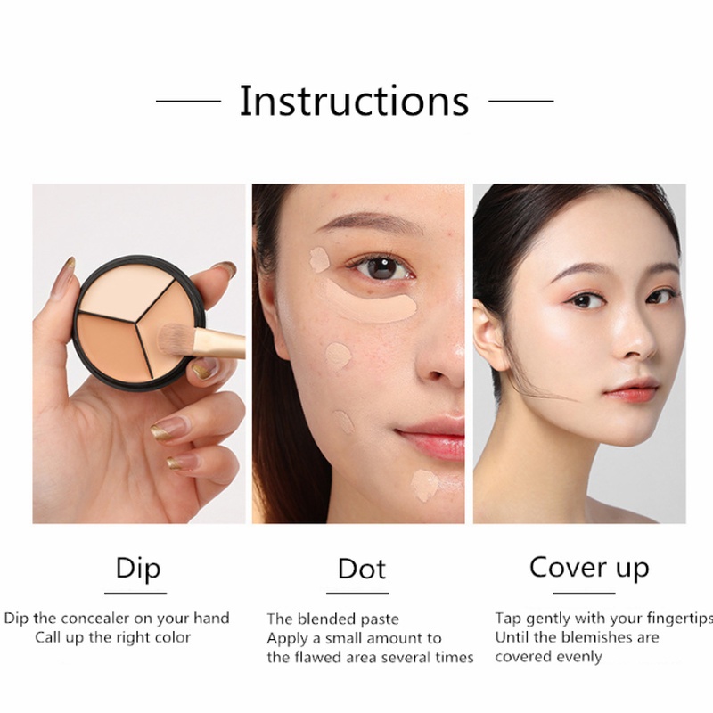 1 Kem Che Khuyết Điểm Ba Màu Dưỡng Ẩm Chống Thấm Nước Lâu Trôi Không Phai Màu Che Phủ Đốm Đen Và Quầng Thâm Hiệu Quả