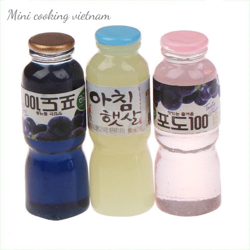 Bộ 5 chai nước trái cây cho mô hình nhà búp bê / Mini cooking vietnam