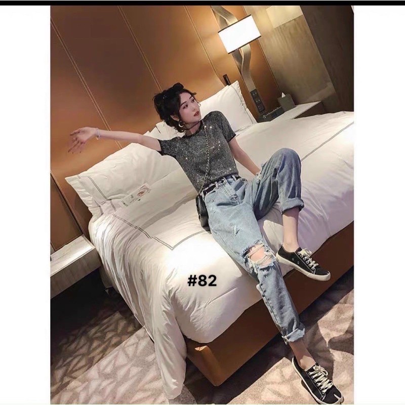 Quần size đại baggy bigsize lưng cao rách was gối hai màu kèm ảnh thật