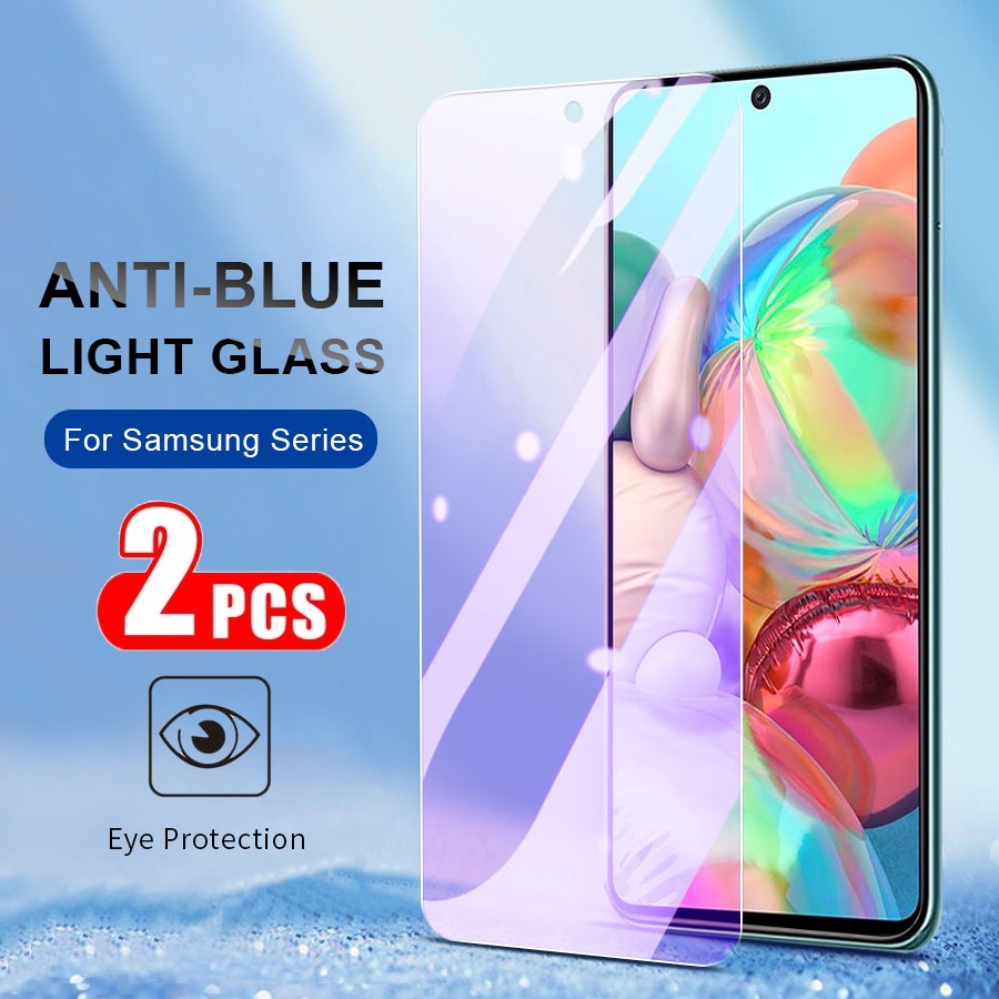 2 chiếc Kính cường lực chống ánh sáng xanh cho Samsung Note 10 Lite S20 FE A14 A24 A34 A54 A13 A23 A33 A71 A72 A52 A32 A02s A11 A12 A10s A10 A20 A30 A30s A31 A50 A50s A22 A51 A70 A70s A04s Phim bảo vệ màn hình điện thoại