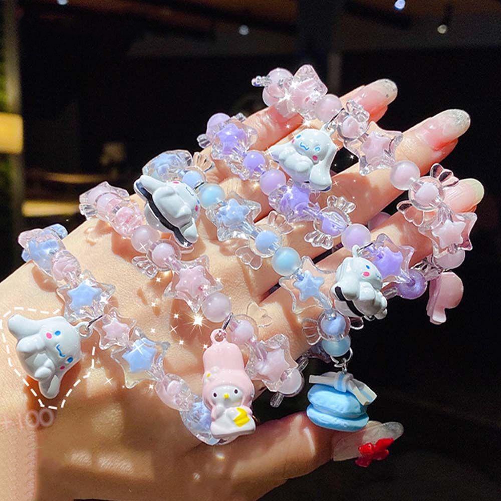 【kifli】Vòng đeo tay đính hạt hình ngôi sao giai điệu và nơ/ tai cún cỡ lớn đáng yêu thiết kế cỡ lớn cho nữ