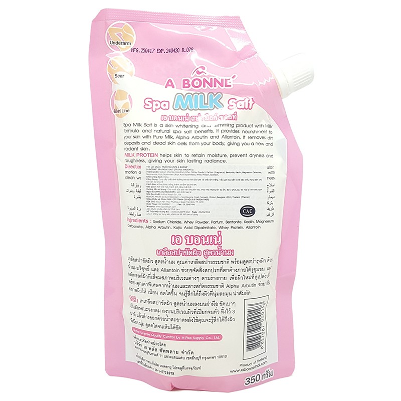 Muối tắm tẩy tế bào chết sữa bò A Bonne Spa 350gr tái tạo da mới, cân bằng độ ẩm cho da mềm mại, mịn màng