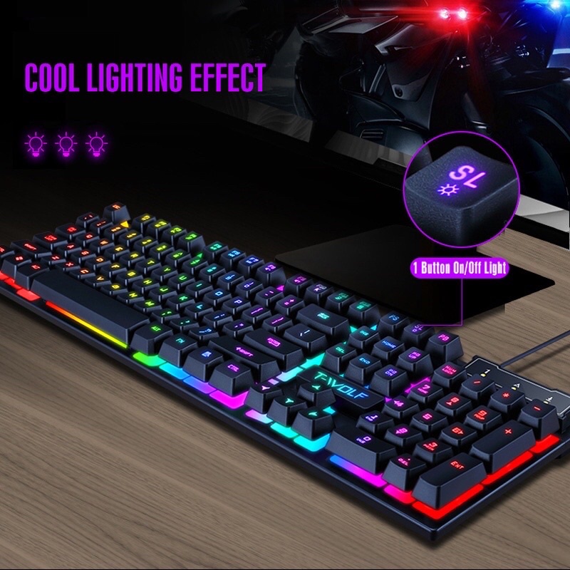 Combo chuột bàn phím máy tính giả cơ gaming giá rẻ T WOLF TF200 - Bảo hành 12 tháng