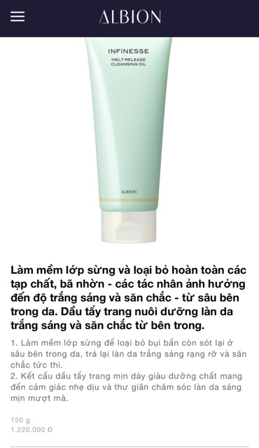 Infinesse tẩy trang làm sáng da