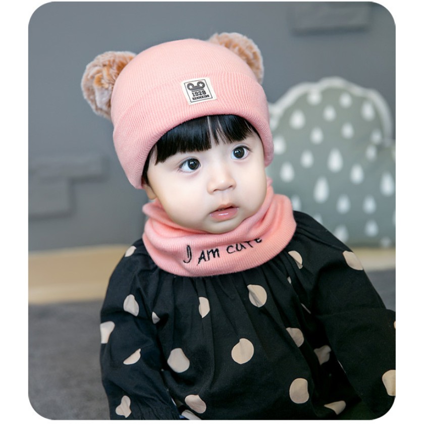 Combo Mũ len kèm khăn ống cho bé