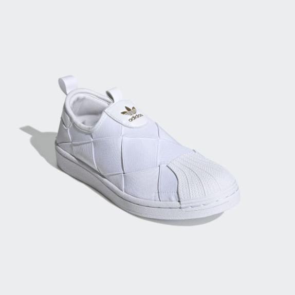 🐱 Giày Adidas Superstar Slip On💙Chính Hãng💙 Giày Sục Nữ Adidas Superstar  Allwhite Gold 2021 [FV3186] Simple Sneaker