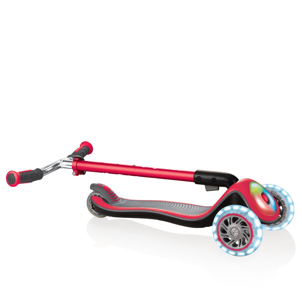 Xe trượt scooter 3 bánh gấp gọn có bánh xe và mặt trước phát sáng Globber Elite Prime cho trẻ em từ 3 đến 9 tuổi - Đỏ